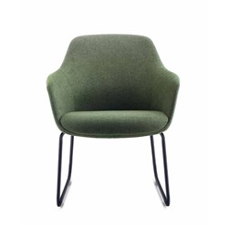 ASPEN TUB LOUNGE CHAIR 640W x 640D x 830mmH Sled Base Black Steel Frame Olive Seat